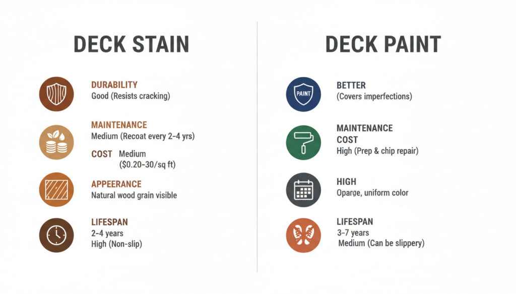 deck paint vs stain